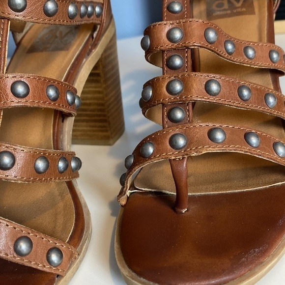 Dolce VITA Leather Gladiator Strappy Studded Chunky Heels - Picture 7 of 7